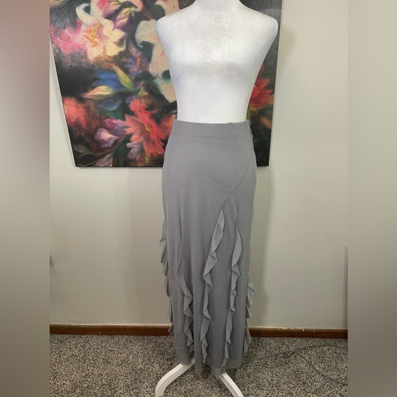 NWT Zara gray tulle Ruffle Mesh Maxi Pencil skirt S Y2K style chic - Picture 3 of 8
